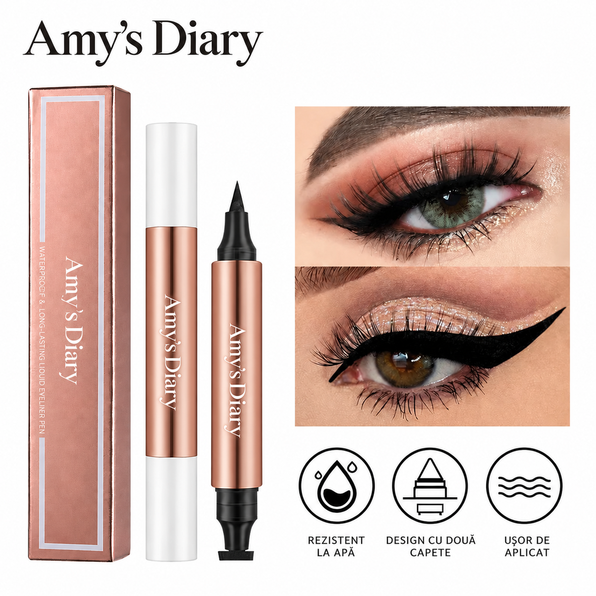 Eyeliner Rezistent la Apă 2 în 1