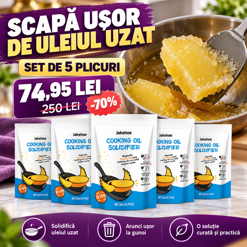 Pudră pentru Solidificarea Uleiului Alimentar Uzat | Set 5 Bucăți