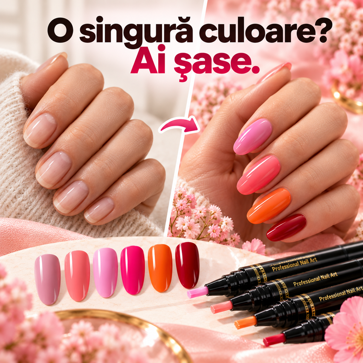 💅 Set 6 Pixuri cu Ojă – Aplicare Ușoară și Uscare Rapidă