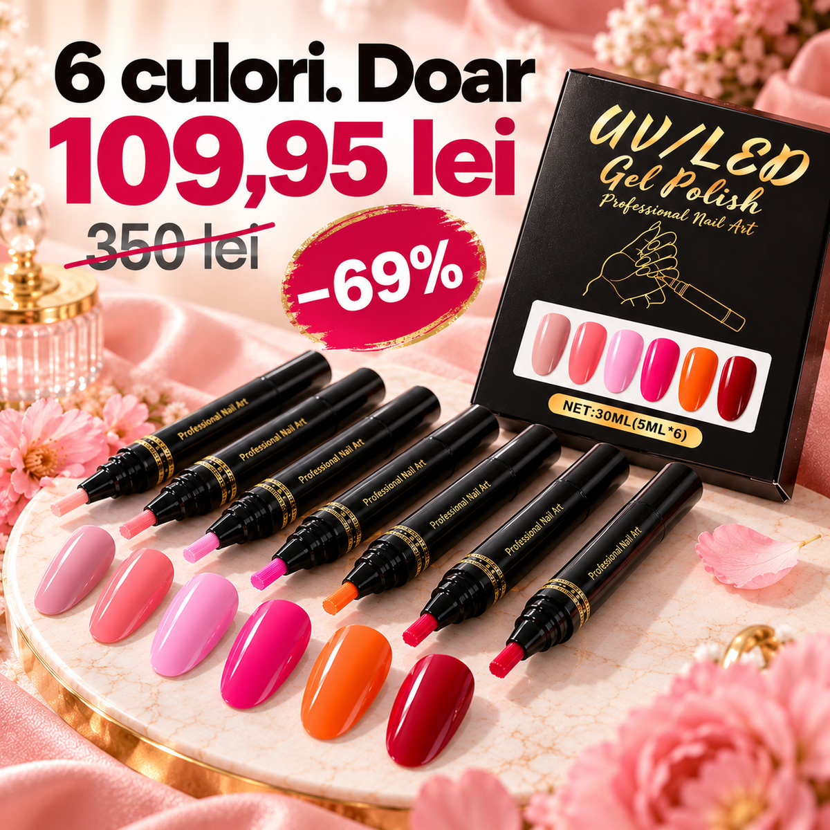 💅 Set 6 Pixuri cu Ojă – Aplicare Ușoară și Uscare Rapidă