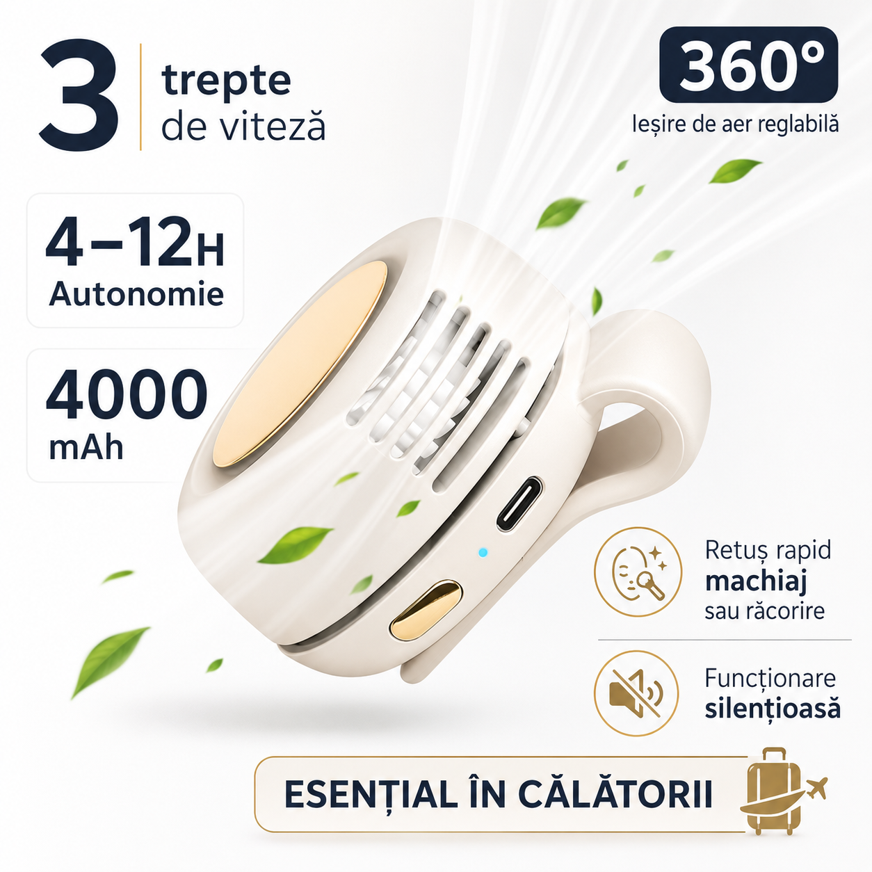 Ventilator Silențios Portabil Fără Lame